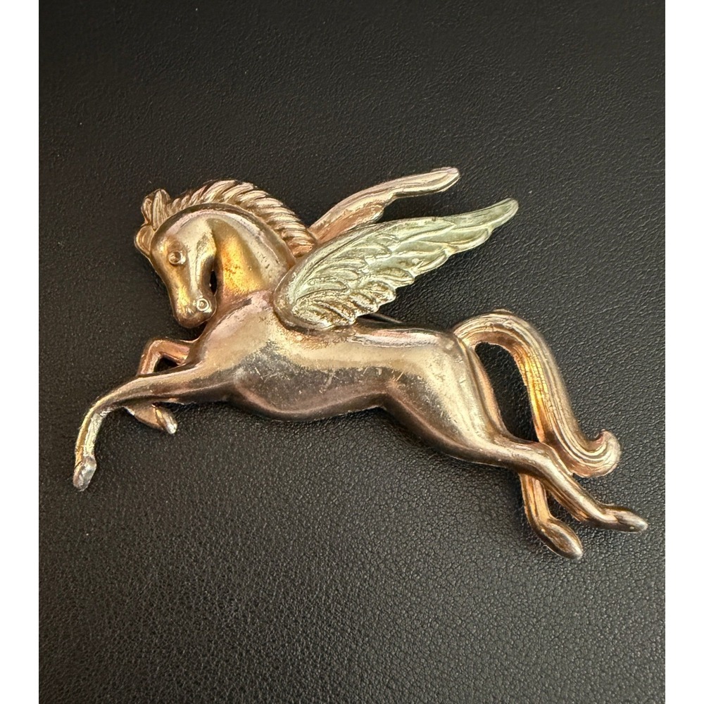 Vintage Pegasus Brooch Pot Metal Mythology Pin Large Statement